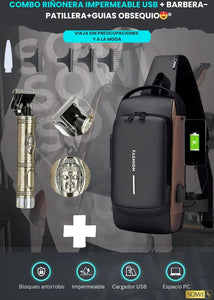 COMBO MORRAL IMPERMEABLE USB + BARBERA ELECTRICO+GUIAS OBSEQUIO😍®